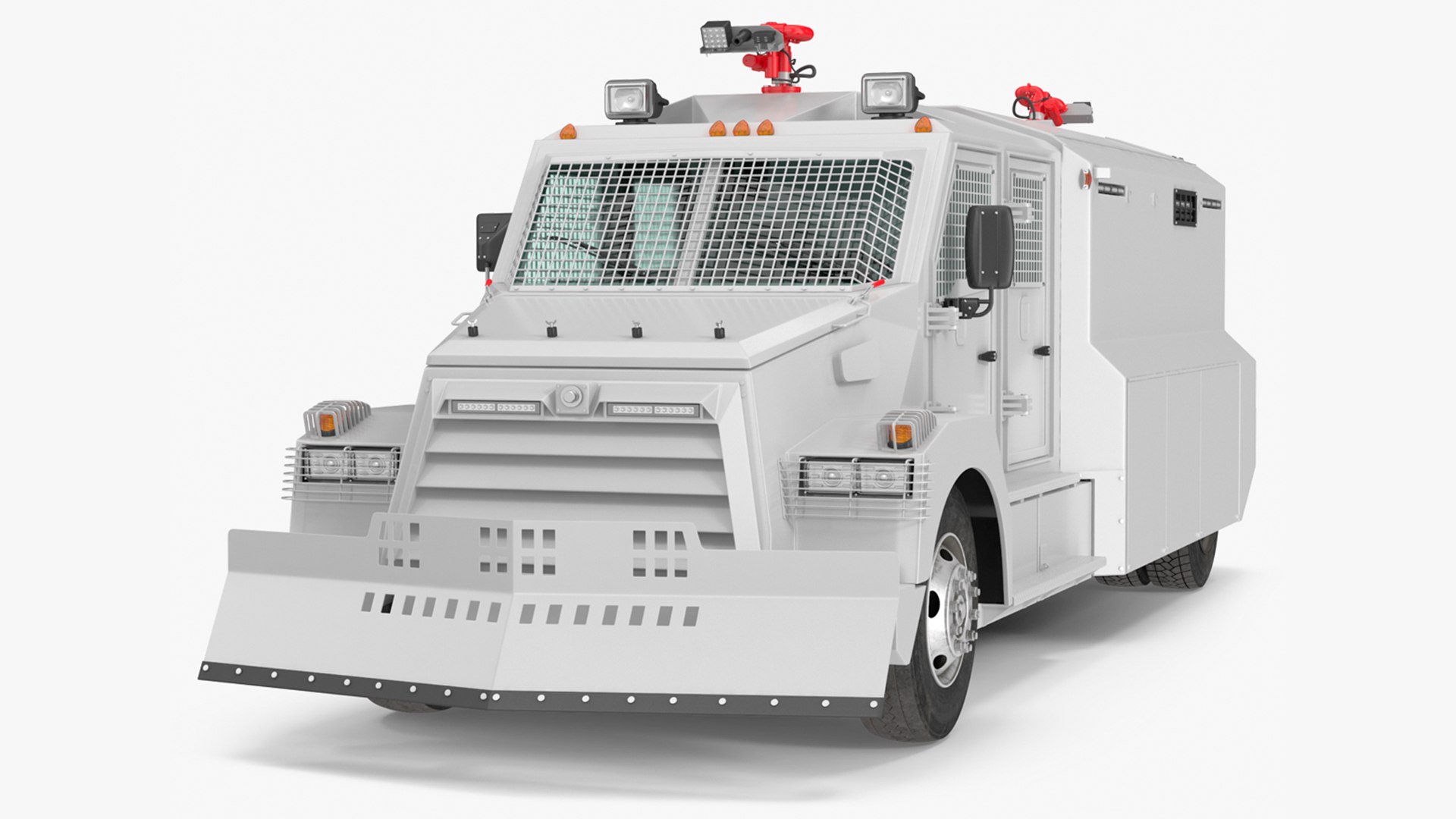Armored Water Cannon Truck White 3D model preview