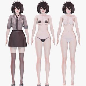 3D model Clothing Collection 007 - Rig - UE5 - Unity - Blender - Animated - Realistic Female Character