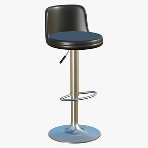 Stool Chair Black Leather 3D model