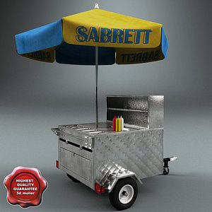 hot dog cart v3 3d model