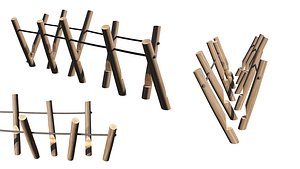 3D PlaygroundWooden Log Balance Beam model
