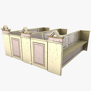 Medieval Church Benches Crema Rose - PBR 3D model