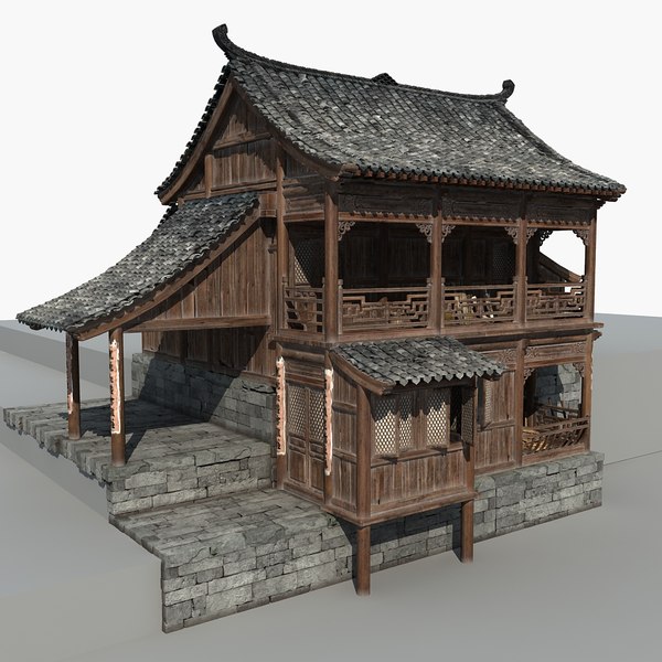 chinese old wooden house 3D model