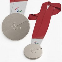 Paralympic Silver Medal with Red Ribbon