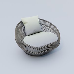 round woven lounge chair 3D model