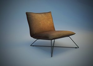 Leather lounge chair Earl with foot stool