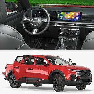 3D Vehicle Pickup Hyundai Santa Cruz Red Rigged