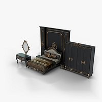 Palace Luxury Bedroom Set - Baroque Black and Gold Bedroom