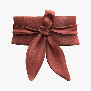 Front Knot Tie Brown Leather Waist Band Belt