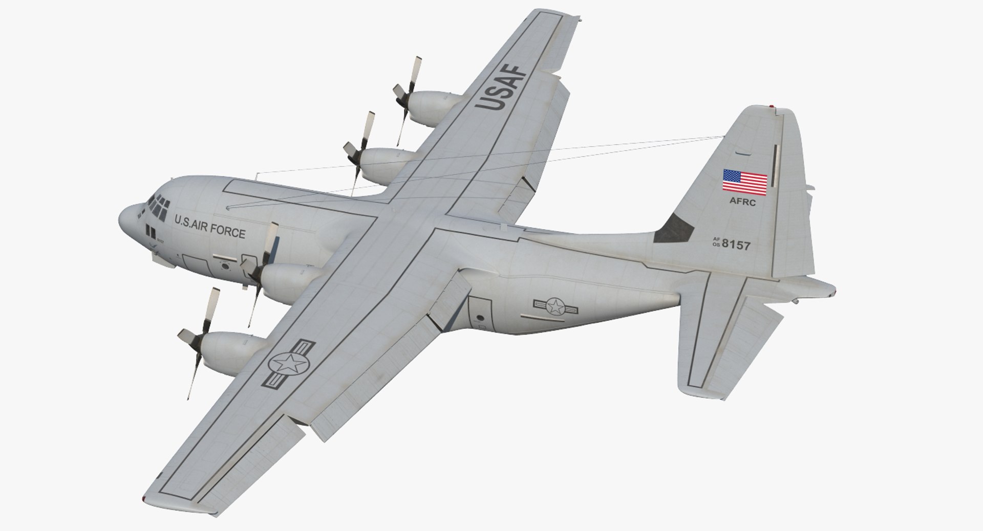 Lockheed C 130 Hercules US Military Transport Plane Rigged 3D model preview