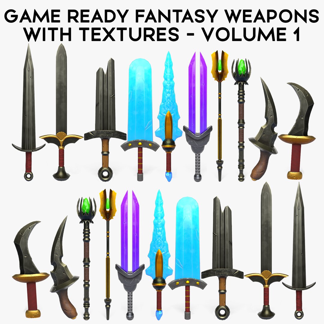 modelo 3d Game Ready Fantasy Weapons with Textures - Volume 1 ...