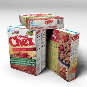 3d wheat chex cereal box