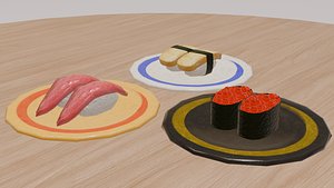3D Free Sushi Model Low Poly model