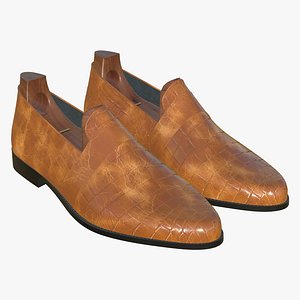 3D Crocodile Leather Shoes Yellow