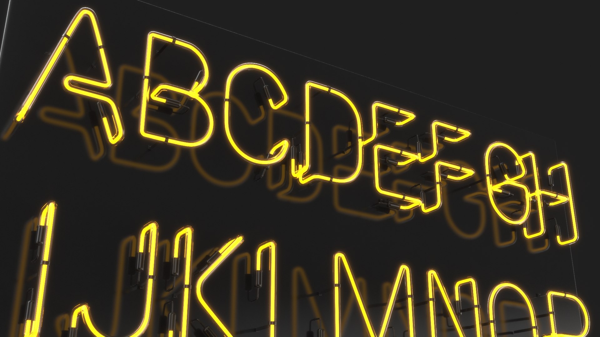 3D Model Detailed Neon Yellow Alphabet Lights - TurboSquid 2073765
