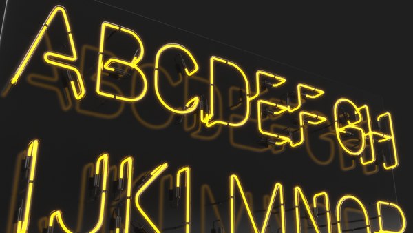 3D model Detailed Neon Yellow Alphabet Lights