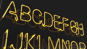 Detailed Neon Yellow Alphabet Lights