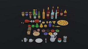 3D Low-poly cartoon food asset model