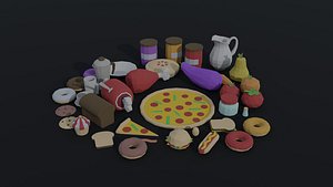 3D Low-poly cartoon food asset model