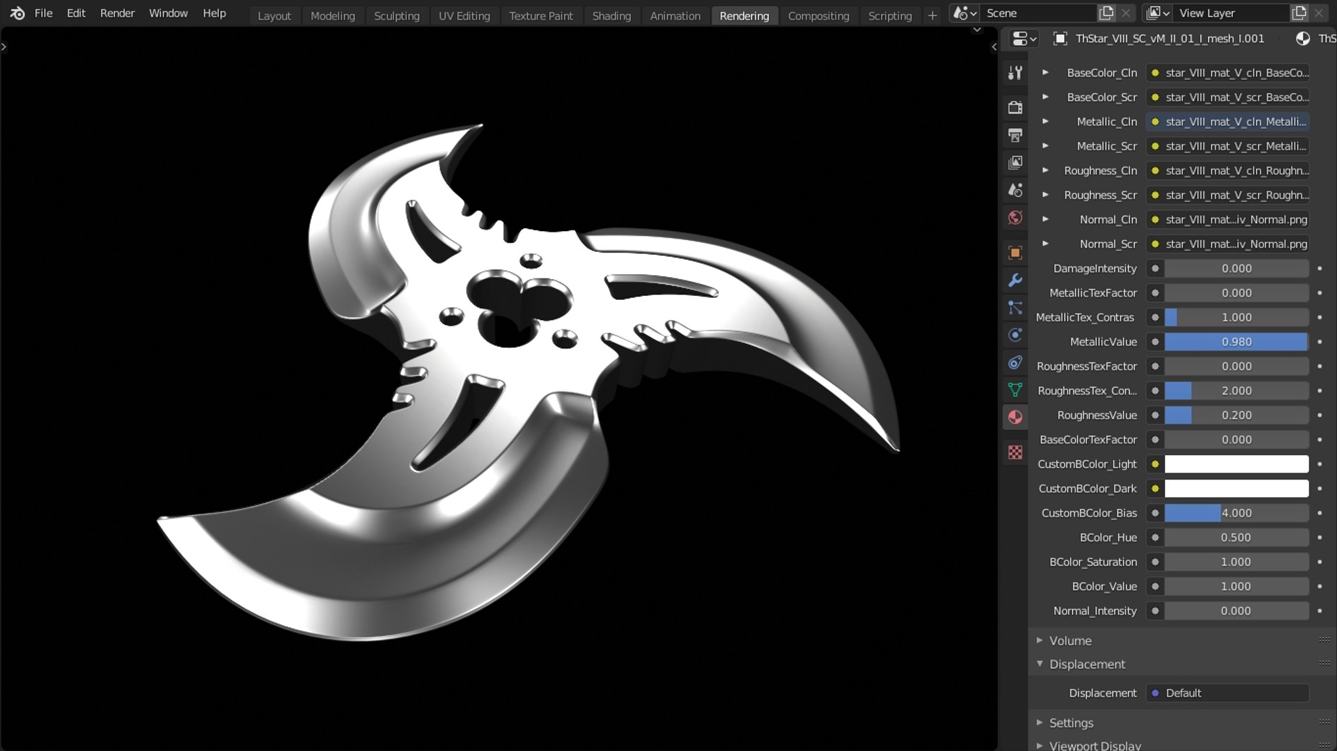 Throwing Star VIII m V 3D model https://p.turbosquid.com/ts-thumb/pz/ToSjc4/aI/05_material_star_viii_mat_v_013/jpg/1673227663/1920x1080/fit_q87/f827109f056fad21ffd8af8948f47d4f39a900af/05_material_star_viii_mat_v_013.jpg