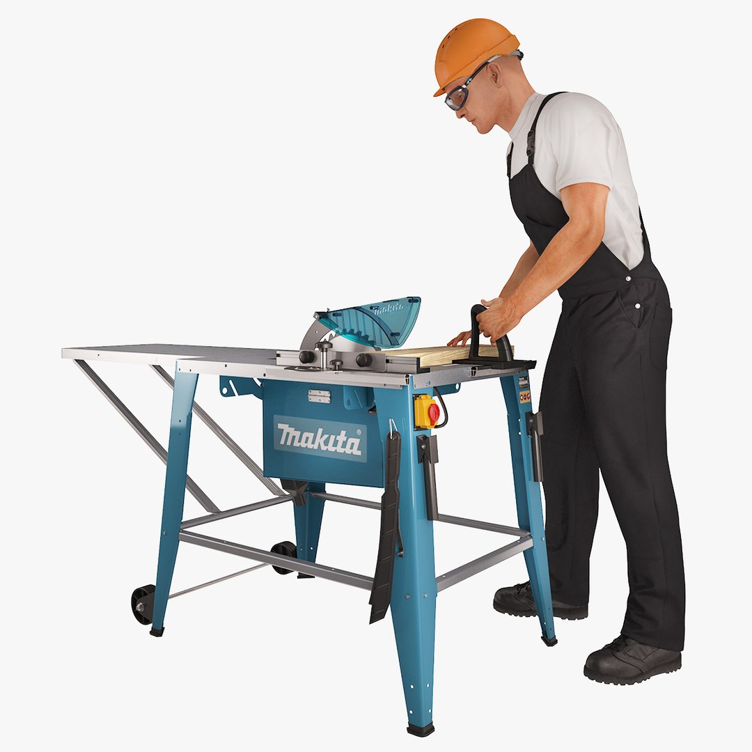 Workman with Circular Saw Makita Rigged 3D Model 3D model preview