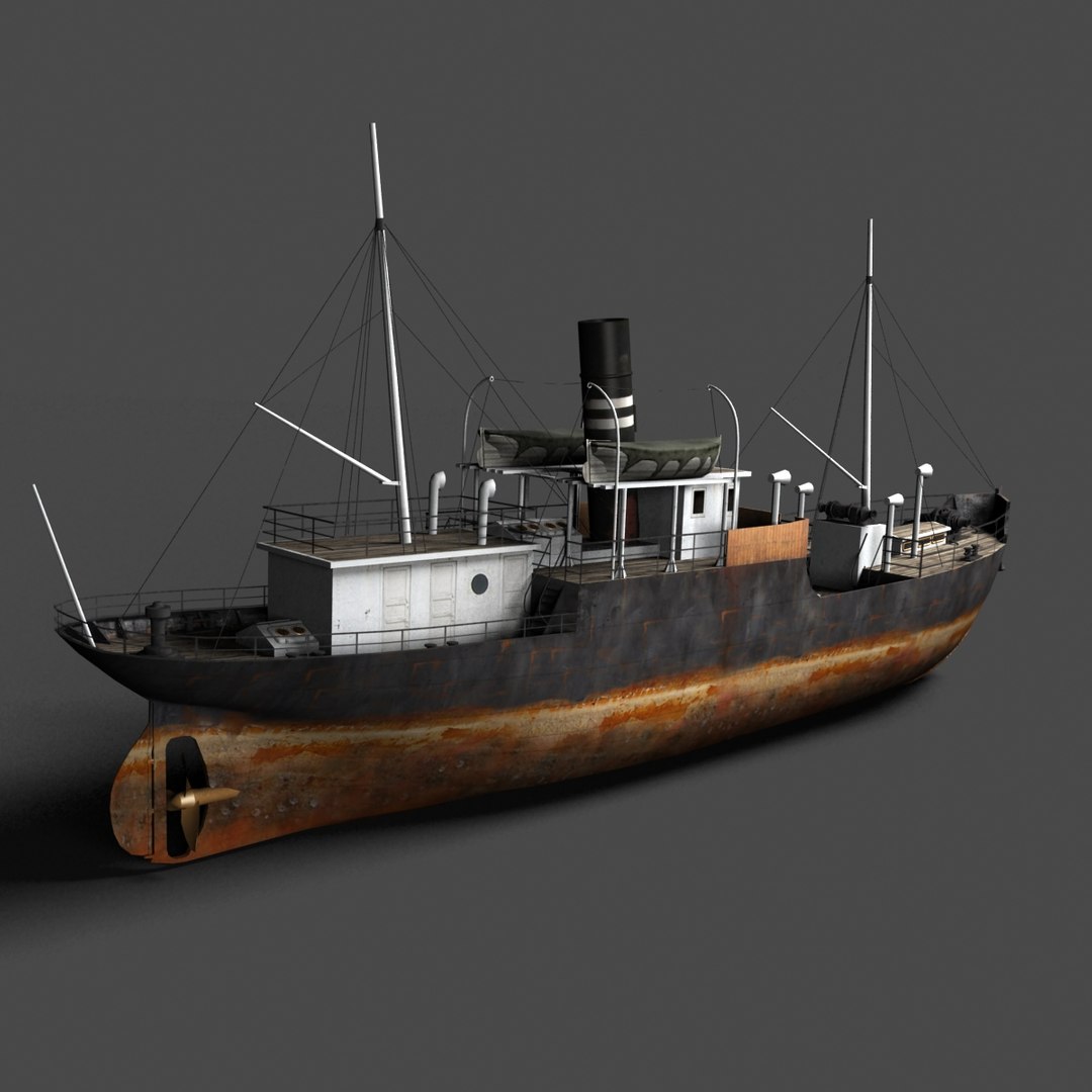 Old Steam Ship 3d Model