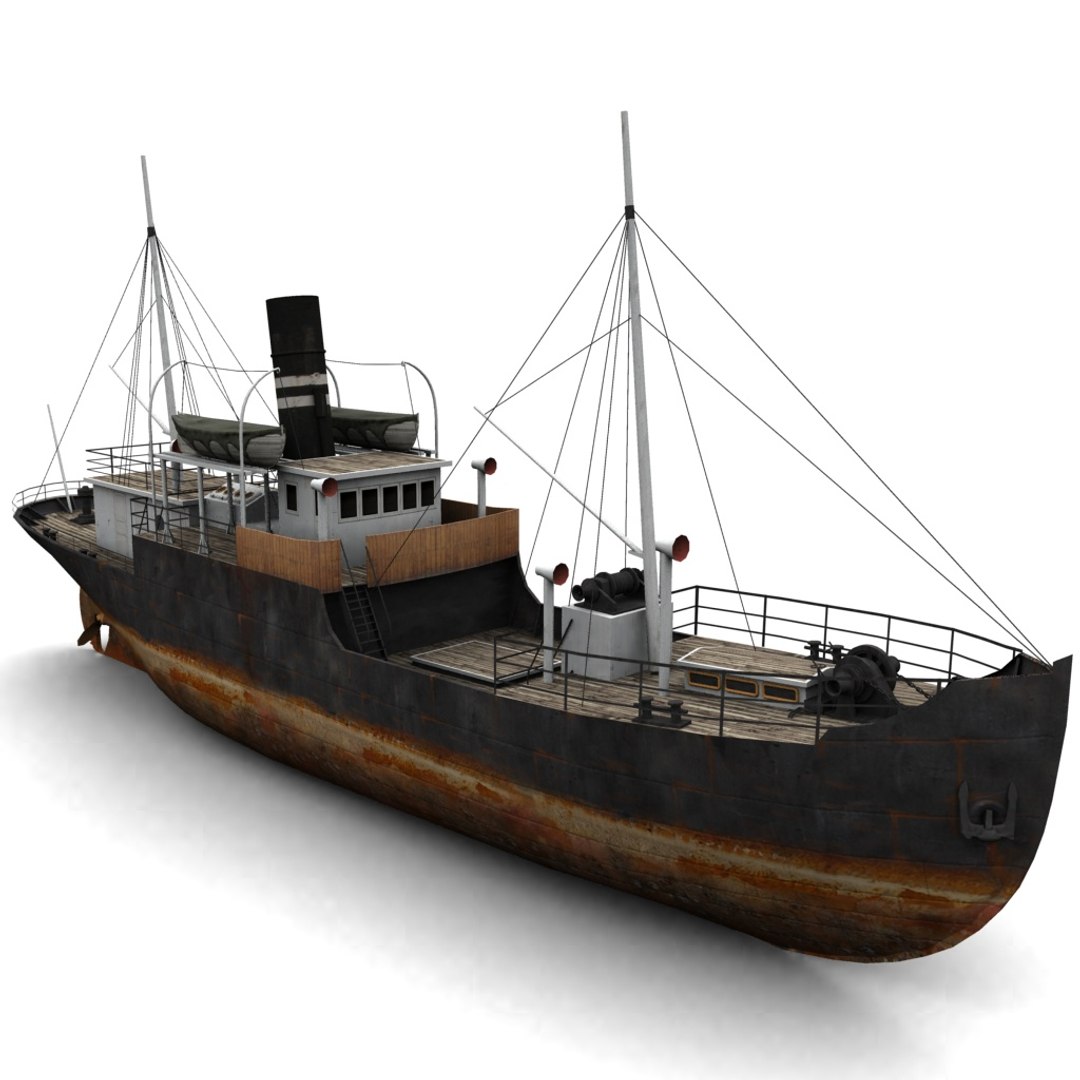 Old Steam Ship 3d Model