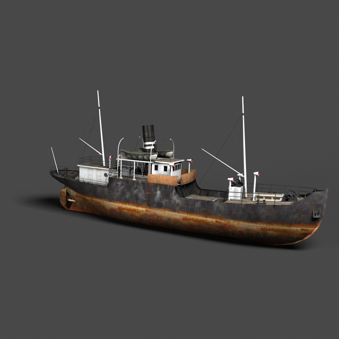 Old Steam Ship 3d Model