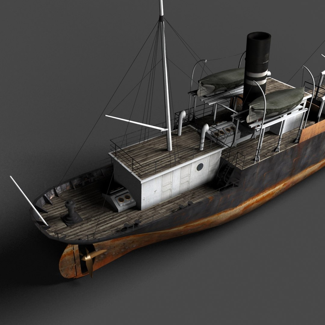 Old Steam Ship 3d Model