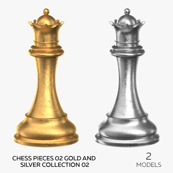 3D Chess Pieces 02 Gold and Silver Collection 02 - 2 models