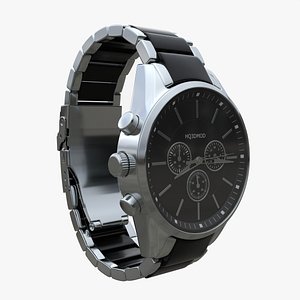 3D model Wristwatch with Steel Bracelet 01