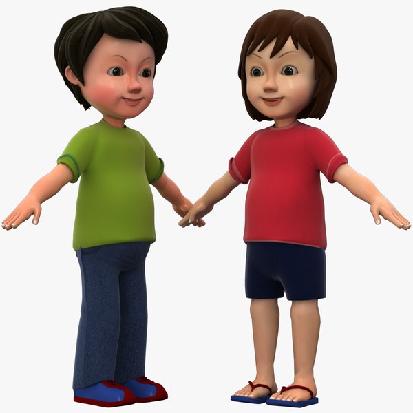 3D Cartoon Boy And Girl