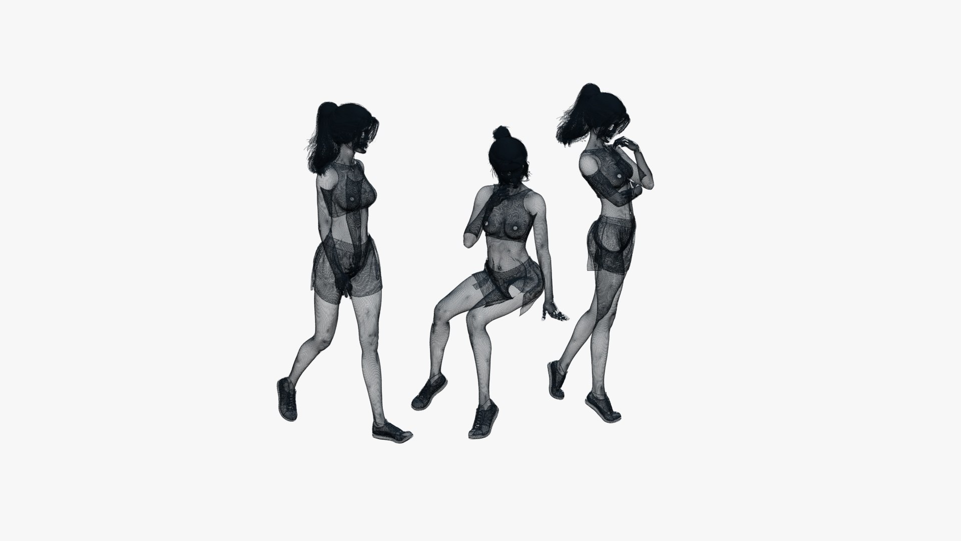 Woman in Pink Crop Top and Patterned Shorts Pose Set 3D https://p.turbosquid.com/ts-thumb/pz/ueAQfJ/r3/06wireframe/jpg/1791443688/1920x1080/fit_q87/c71bd3d69172cfc09cde6e18ea791aab9c9fb11c/06wireframe.jpg