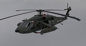 Black Hawk Helicopter with Full Interior 3D model