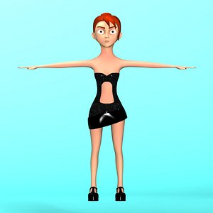3D young cartoon girl character