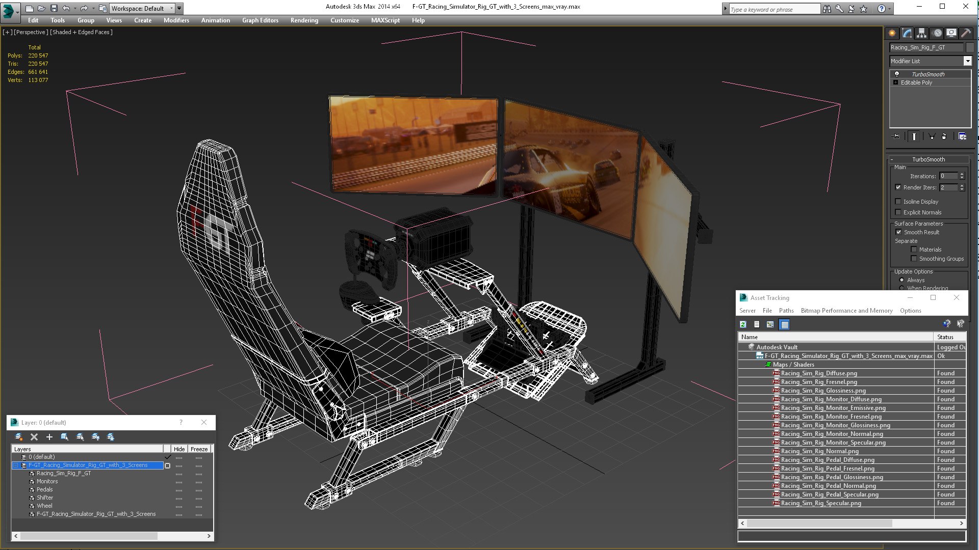 3D F-GT Racing Simulator Rig GT With 3 Screens - TurboSquid 2069312