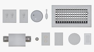 WALL PROPS 1 Light Switch Vent Toilet Paper Smoke Alarm Outlet