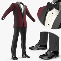 Elegant Tuxedo with Black Trousers Burgundy
