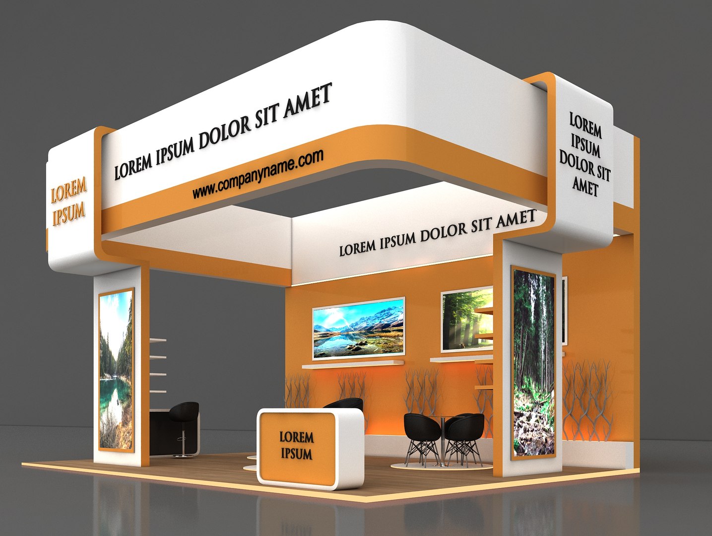 Booth Exhibition Stand Stall 8x6m Height 500 Cm 3Side Open3D模型 ...