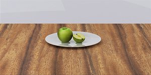 3D green apple model