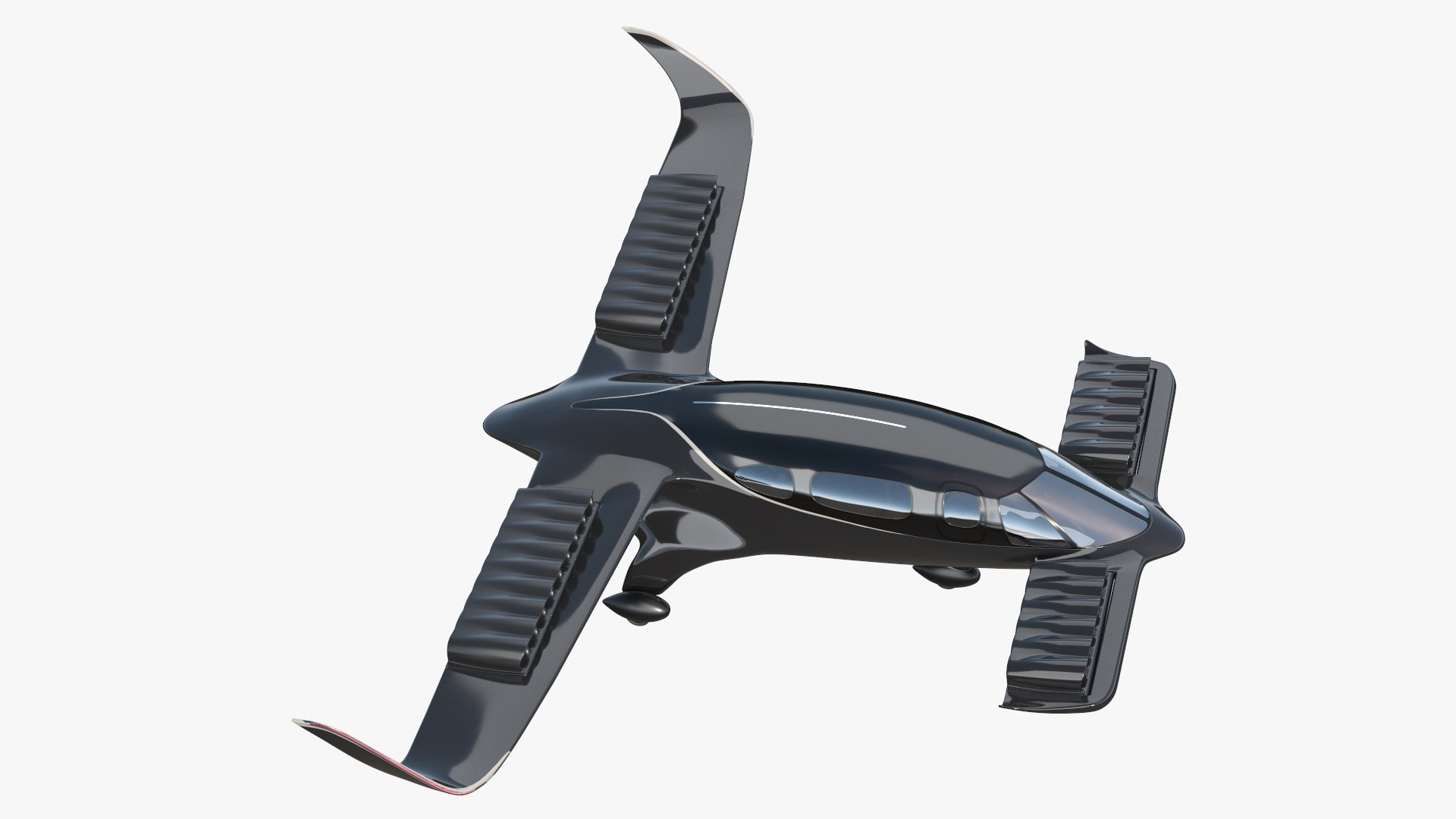 Air Taxi Black Rigged 3D model preview