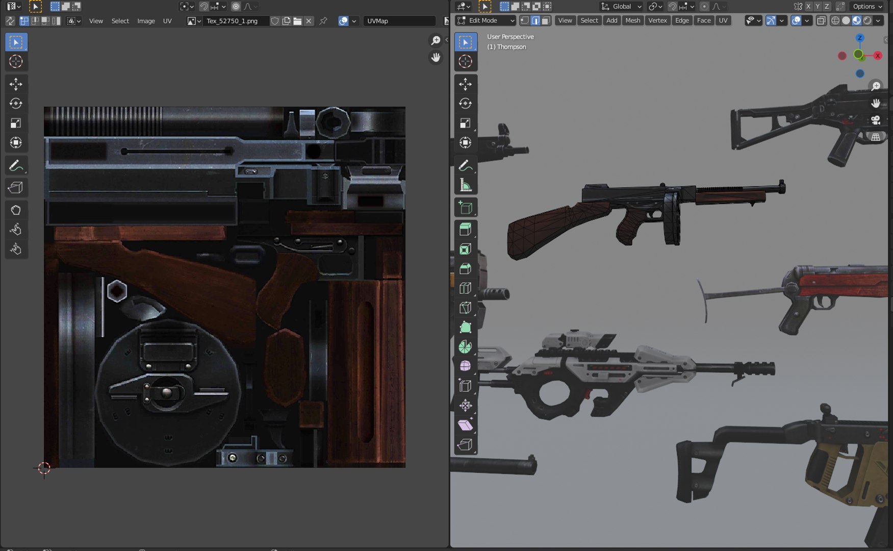3D Weapon SMG Thompson Vector VSS UMP CG15 MP5 MP40 P90 Model ...