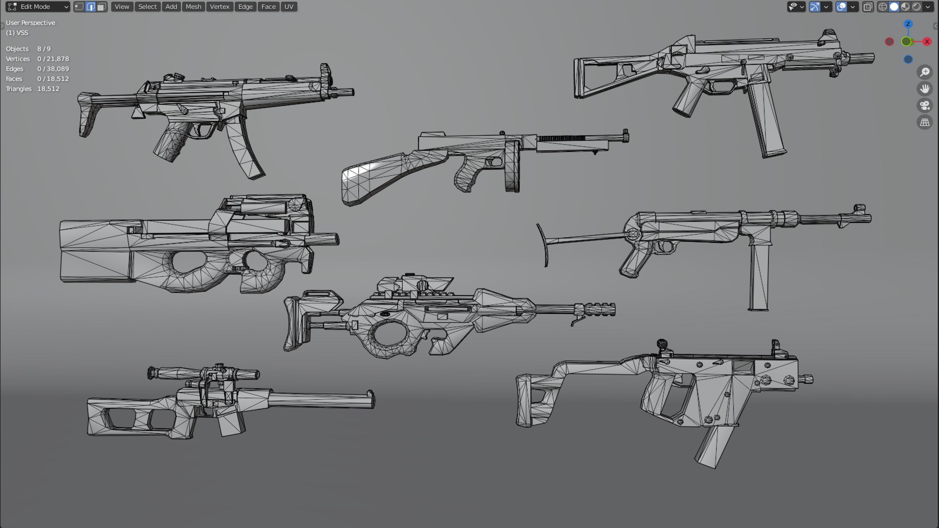 3D Weapon SMG Thompson Vector VSS UMP CG15 MP5 MP40 P90 Model ...