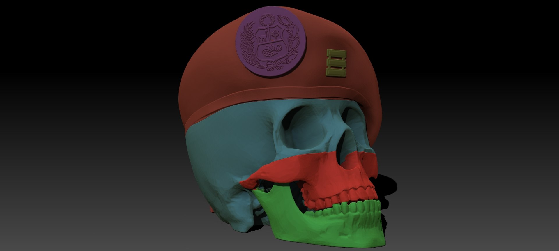 Peruvian Army Beret Skull Printable  and Renderable Model 3D model https://p.turbosquid.com/ts-thumb/q0/g7XH6P/9x/armyberetskullprintable4/jpg/1781205263/1920x1080/fit_q87/ba1c8bf161cd1676fc827675829265ba6b1fc490/armyberetskullprintable4.jpg