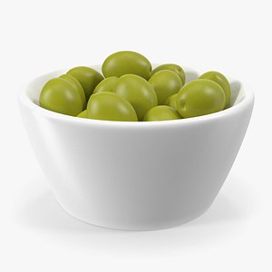 3D Bowl of Fresh Green Olives model
