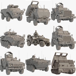 3D American Wheeled And Tracked Military Vehicles 9 in 1 UVW Only Vol 2
