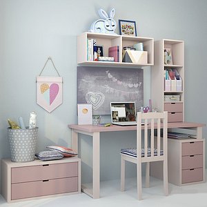 3D Writing desk and decor for a child