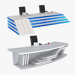 TV Studio Desk Collection 3D model