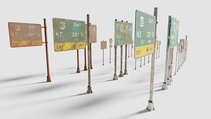 street and traffic signs with pbr textures 3D