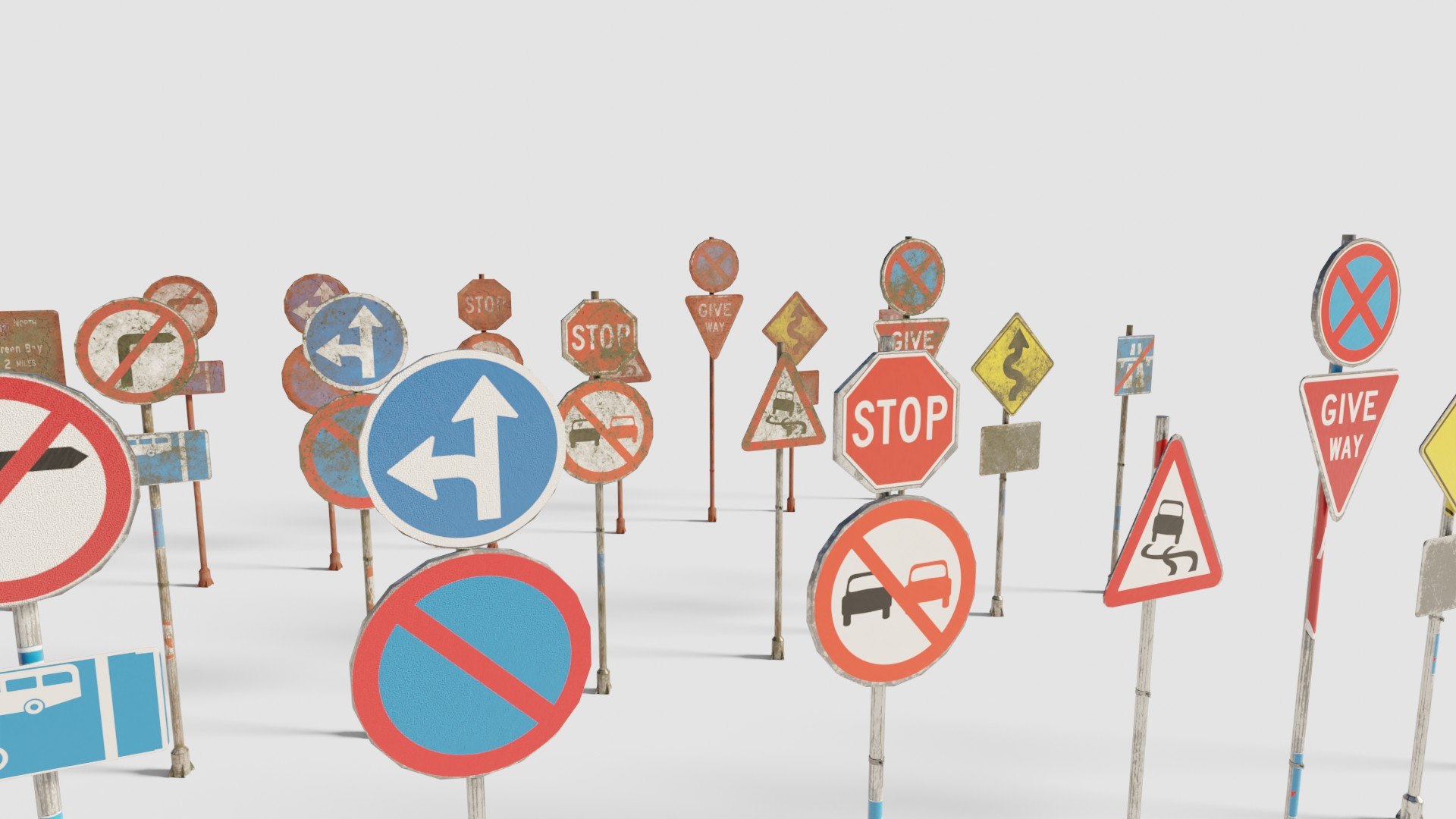 Street And Traffic Signs With Pbr Textures 3D - TurboSquid 1880431
